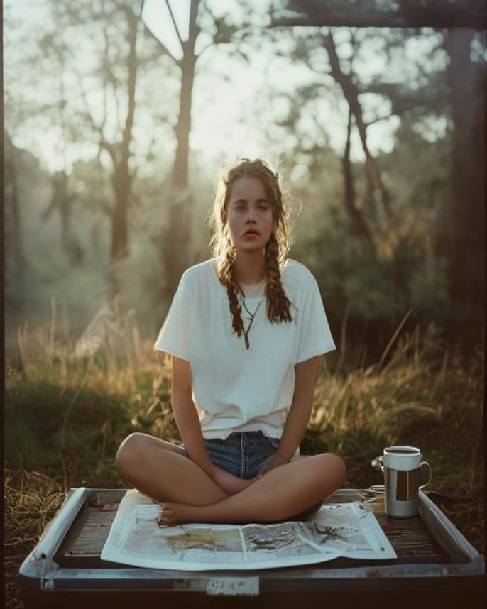 AI-generated lookbook: model wearing the MotaVation bone colorway in Pine forest tailgate · dawn